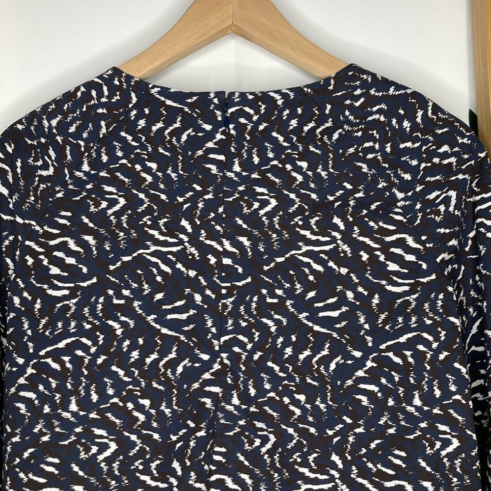 SOLD COS Blue Maroon Print Top Blouse Size 34 6 Cotton Frill Ruffle Long Sleeve - Picture 7 of 9